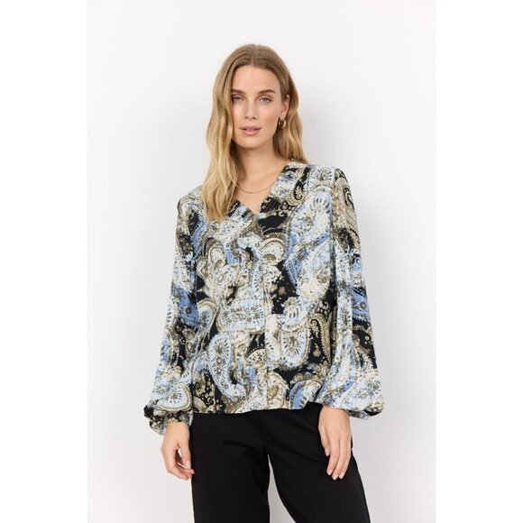 NWT SOYA CONCEPT Nami 2 Button Down Paisley Blouse - Picture 1 of 5